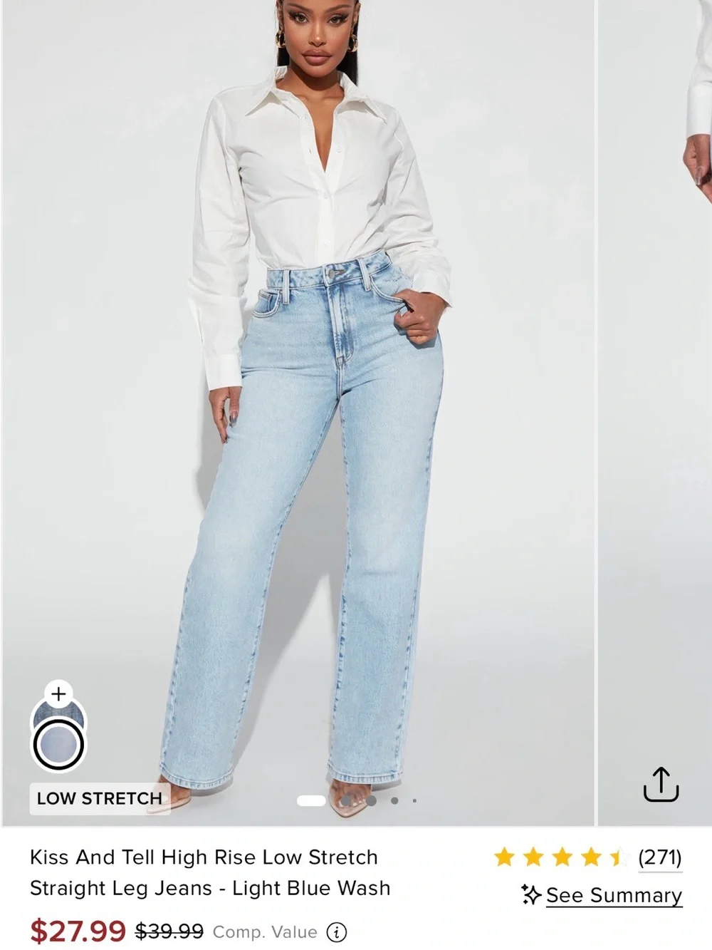 Fashion Nova Light Blue High-Waist Straight Leg Women’s Jeans